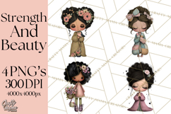 Breast Cancer Warrior Girls Clipart, Strength Beauty Product Image 1