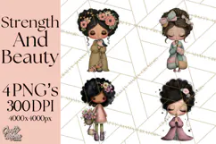 Breast Cancer Warrior Girls Clipart, Strength Beauty Product Image 1
