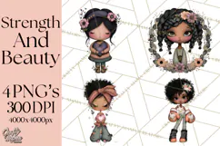 Breast Cancer Warrior Girls Clipart, Strength Beauty Product Image 1
