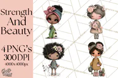 Breast Cancer Warrior Girls Clipart, Strength Beauty Product Image 1