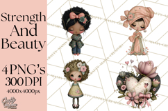 Breast Cancer Warrior Girls Clipart, Strength Beauty Product Image 1