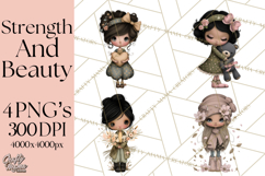 Breast Cancer Warrior Girls Clipart, Strength Beauty Product Image 1