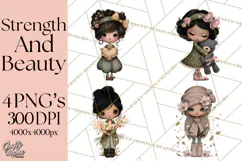 Breast Cancer Warrior Girls Clipart, Strength Beauty Product Image 1