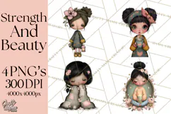 Breast Cancer Warrior Girls Clipart, Strength Beauty Product Image 1