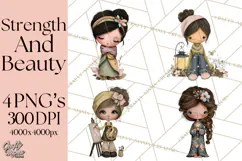 Breast Cancer Warrior Girls Clipart, Strength Beauty Product Image 1