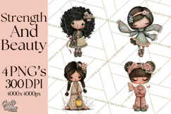 Breast Cancer Warrior Girls Clipart, Strength Beauty Product Image 1