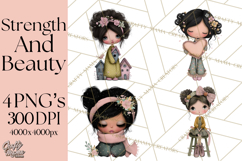Breast Cancer Warrior Girls Clipart, Strength Beauty Product Image 1