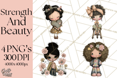 Breast Cancer Warrior Girls Clipart, Strength Beauty Product Image 1