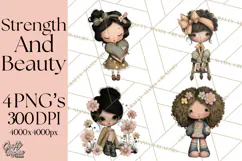 Breast Cancer Warrior Girls Clipart, Strength Beauty Product Image 1