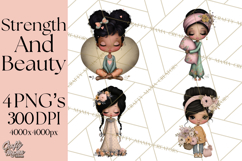 Breast Cancer Warrior Girls Clipart, Strength Beauty Product Image 1
