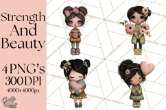 Breast Cancer Warrior Girls Clipart, Strength Beauty Product Image 1