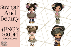 Breast Cancer Warrior Girls Clipart, Strength Beauty Product Image 1