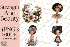 Breast Cancer Warrior Girls Clipart, Strength Beauty Product Image 1