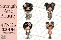 Breast Cancer Warrior Girls Clipart, Strength Beauty Product Image 1