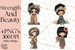 Breast Cancer Warrior Girls Clipart, Strength Beauty Product Image 1
