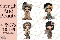 Breast Cancer Warrior Girls Clipart, Strength Beauty Product Image 1