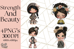 Breast Cancer Warrior Girls Clipart, Strength Beauty Product Image 1