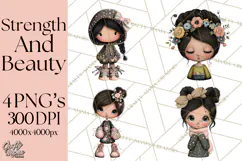 Breast Cancer Warrior Girls Clipart, Strength Beauty Product Image 1