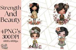 Breast Cancer Warrior Girls Clipart, Strength Beauty Product Image 1