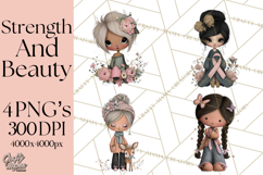 Breast Cancer Warrior Girls Clipart, Strength Beauty Product Image 1