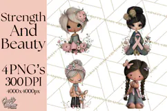 Breast Cancer Warrior Girls Clipart, Strength Beauty Product Image 1