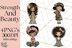 Breast Cancer Warrior Girls Clipart, Strength Beauty Product Image 1