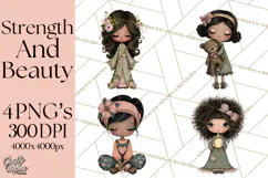 Breast Cancer Warrior Girls Clipart, Strength Beauty Product Image 1