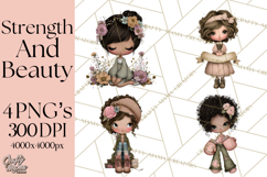 Breast Cancer Warrior Girls Clipart, Strength Beauty Product Image 1