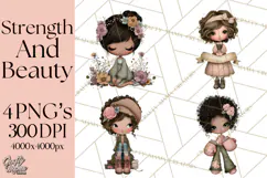 Breast Cancer Warrior Girls Clipart, Strength Beauty Product Image 1
