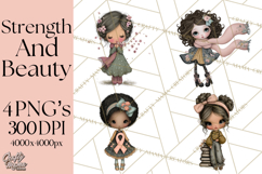 Breast Cancer Warrior Girls Clipart, Strength Beauty Product Image 1