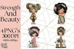 Breast Cancer Warrior Girls Clipart, Strength Beauty Product Image 1