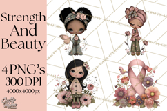 Breast Cancer Warrior Girls Clipart, Strength Beauty Product Image 1
