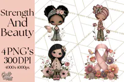 Breast Cancer Warrior Girls Clipart, Strength Beauty Product Image 1