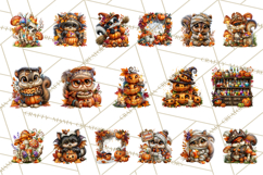 Spooky Fall Forest Woodland Halloween Animals PNG Product Image 8
