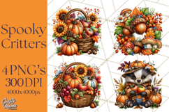 Spooky Fall Forest Woodland Halloween Animals PNG Product Image 1