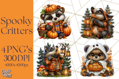 Spooky Fall Forest Woodland Halloween Animals PNG Product Image 1