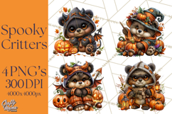 Spooky Fall Forest Woodland Halloween Animals PNG Product Image 1