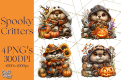 Spooky Fall Forest Woodland Halloween Animals PNG Product Image 1