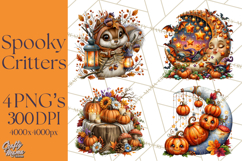 Spooky Fall Forest Woodland Halloween Animals PNG Product Image 1