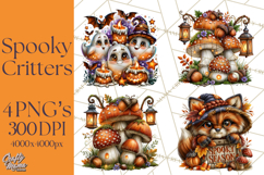 Spooky Fall Forest Woodland Halloween Animals PNG Product Image 1