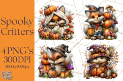 Spooky Fall Forest Woodland Halloween Animals PNG Product Image 1
