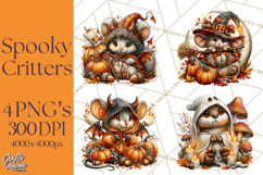 Spooky Fall Forest Woodland Halloween Animals PNG Product Image 1