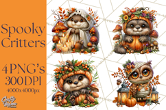 Spooky Fall Forest Woodland Halloween Animals PNG Product Image 1