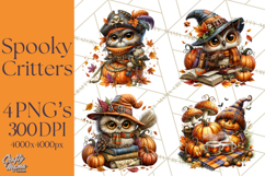 Spooky Fall Forest Woodland Halloween Animals PNG Product Image 1