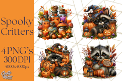 Spooky Fall Forest Woodland Halloween Animals PNG Product Image 1