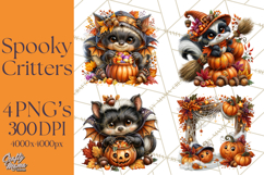 Spooky Fall Forest Woodland Halloween Animals PNG Product Image 1
