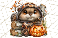 Spooky Fall Forest Woodland Halloween Animals PNG Product Image 5