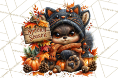 Spooky Fall Forest Woodland Halloween Animals PNG Product Image 3