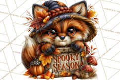 Spooky Fall Forest Woodland Halloween Animals PNG Product Image 5