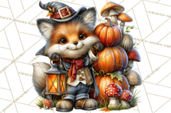 Spooky Fall Forest Woodland Halloween Animals PNG Product Image 4